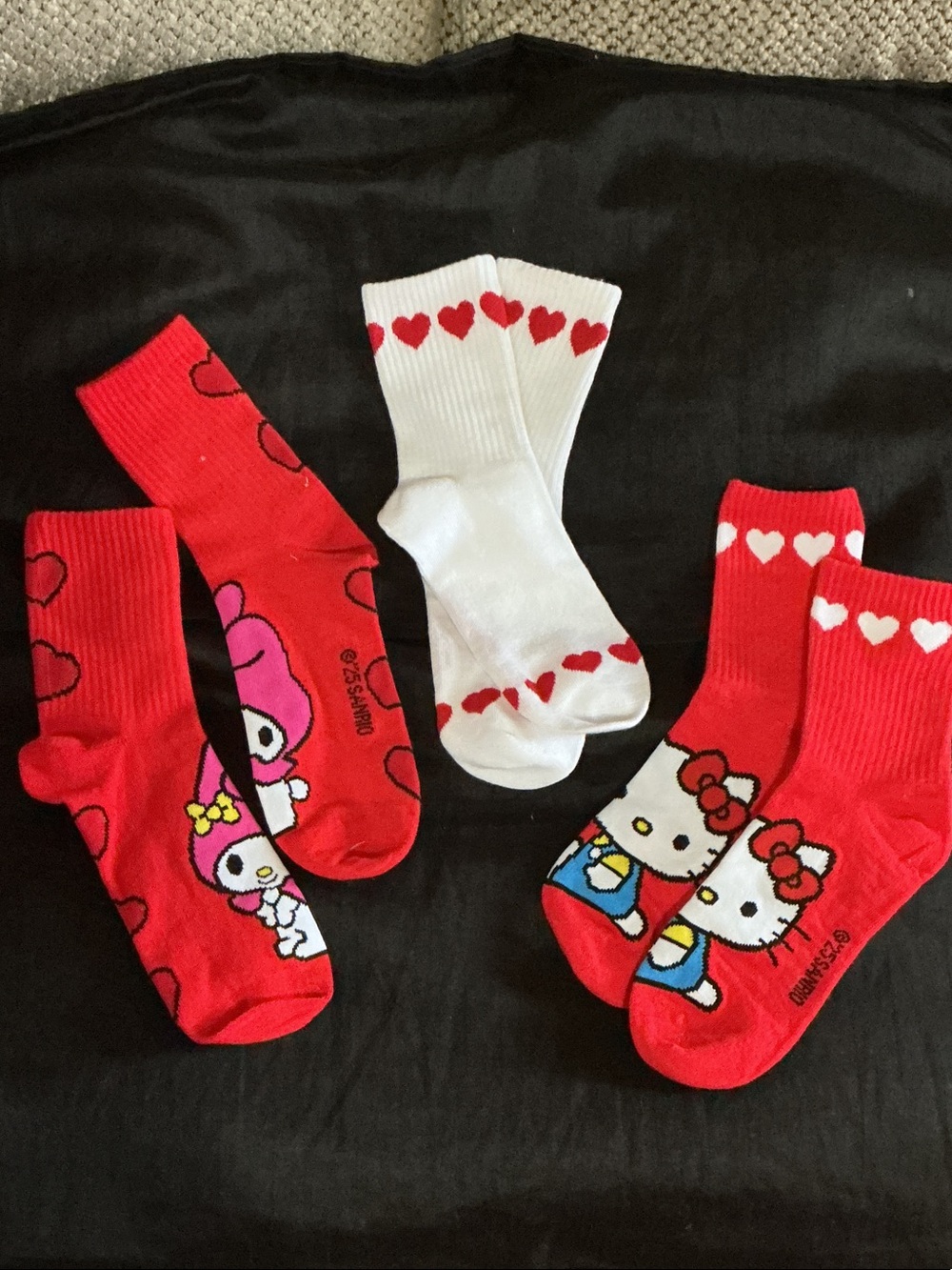 Sanrio Kids Crew Socks Set - Red & White Sanrio 3 pairs new
